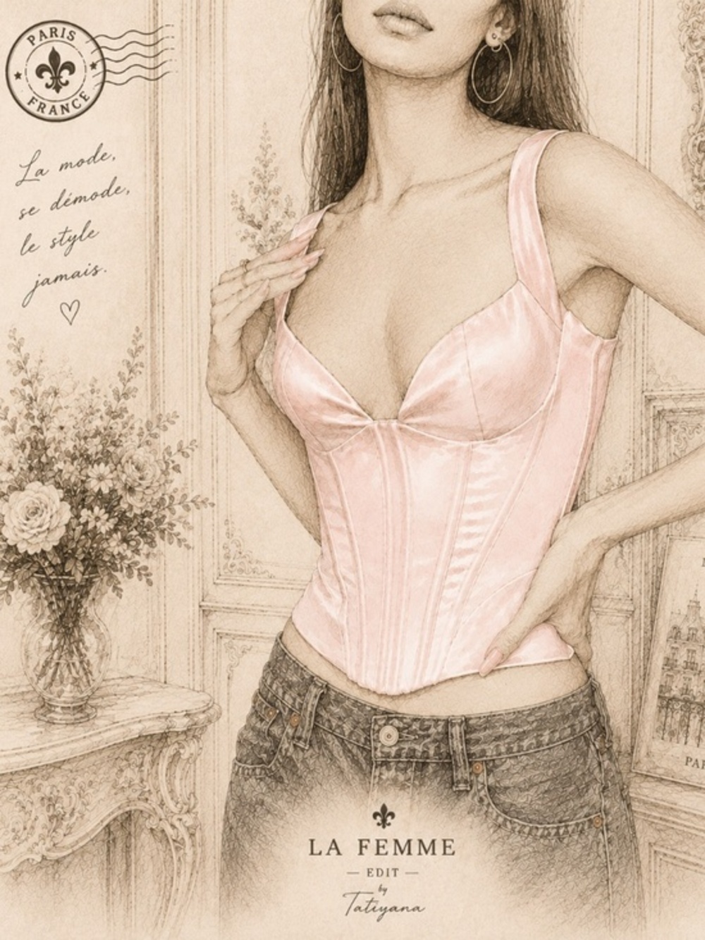 House of CB Libert Crystal Satin Corset // Small D-E cup
